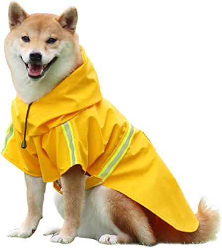 Okawany Dog Raincoat with Reflective Strip Hood for Dogs. Rain Coat Poncho for Small to Large Dogs