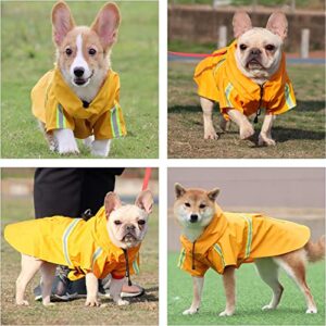 Okawany Dog Raincoat with Reflective Strip Hood for Dogs. Rain Coat Poncho for Small to Large Dogs