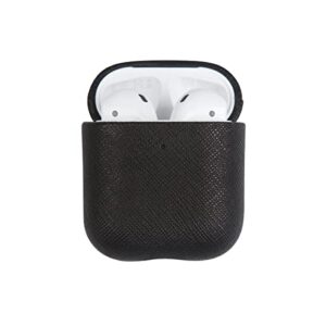 theimprint saffiano vegan leather airpods case cover gen 1/2 - compatible with apple airpods 1st & 2nd generation charging case, black colour