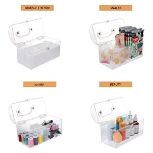 Plastic Square Storage Bin-Cabinet,Gift Box Portable Vanity Organizer with Secure Lid and Handle, Clear Container Box for Toiletries (1 Clear Box + 1 Middle Box +1 Smaill Boxs)