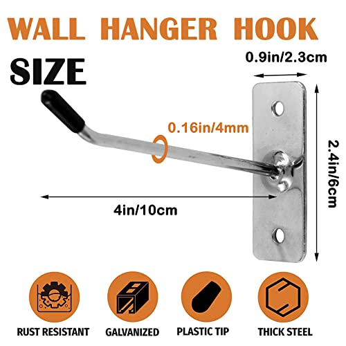 20pcs Wall Mounted Hook Home Storage Organizer Hanger for Coat Bag Hat Heavy Duty Coat Hook Hanger Wall Mount Hook Garage Hooks Tool for Garage Shop Retail Office Kitchen Store Display (4 inch)