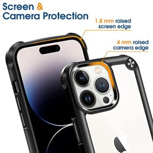 Arae for iPhone 14 Pro Max Case Clear, Hard Back Soft TPU Slim Shockproof Protective Bumpers Phone Cases Clear Cover for iPhone 14 Pro Max 6.7 inch, Black