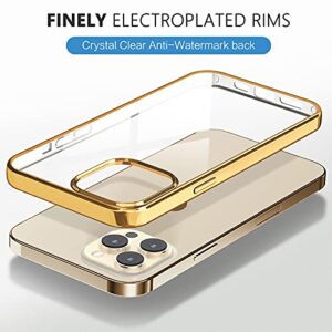 MILPROX Compatible for iPhone 14 Pro Max Clear Case (2022), Crystal Transparent Cover Shockproof Protective Bumper Shell with Electroplated Mirror Edge for iPhone 14 Pro Max 6.7" 2022 - Gold