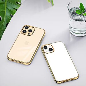 MILPROX Compatible for iPhone 14 Pro Max Clear Case (2022), Crystal Transparent Cover Shockproof Protective Bumper Shell with Electroplated Mirror Edge for iPhone 14 Pro Max 6.7" 2022 - Gold