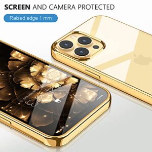 MILPROX Compatible for iPhone 14 Pro Max Clear Case (2022), Crystal Transparent Cover Shockproof Protective Bumper Shell with Electroplated Mirror Edge for iPhone 14 Pro Max 6.7" 2022 - Gold