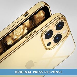 MILPROX Compatible for iPhone 14 Pro Max Clear Case (2022), Crystal Transparent Cover Shockproof Protective Bumper Shell with Electroplated Mirror Edge for iPhone 14 Pro Max 6.7" 2022 - Gold