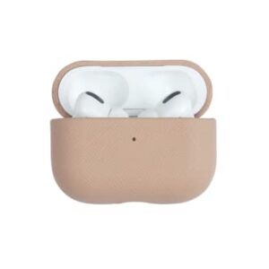 THEIMPRINT Saffiano Vegan Leather AirPods Case Cover Gen 3 - Compatible with Apple AirPods 3rd Generation Charging Case, Nude