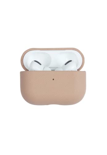 THEIMPRINT Saffiano Vegan Leather AirPods Case Cover Gen 3 - Compatible with Apple AirPods 3rd Generation Charging Case, Nude