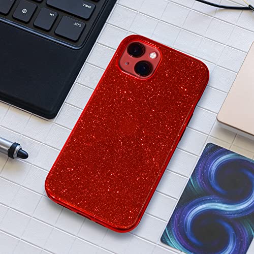 MATEPROX Compatible with iPhone 14 Case Bling Sparkle Cute Girls Women Protective Cases Cover for iPhone 14 6.1" 2022 (Red)