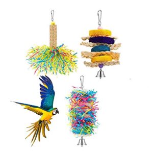 Growtail Bird Parrots Shredding Toys 6Pcs Parakeet Colorful Bamboo Hanging Toys Bird Foraging Toys for Small Bird, Parakeets, Cockatiels, Conures, Budgie, Lovebirds, Hummingbird, Finches