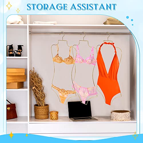 Body Shape Bikini Hanger Wire Body Shape Display Hangers Metal Lingerie Hangers Bathing Suit Hangers Swimsuit Hanger Bikini Swimwear Hanger for Clothes Coat(Gold, 16 Pcs)