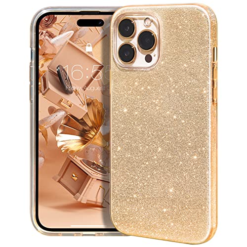 MATEPROX Compatible with iPhone 14 Pro Case Bling Sparkle Cute Girls Women Protective Cases for iPhone 14 Pro 6.1" 2022 (Gold)