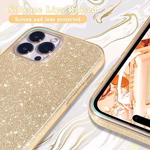 MATEPROX Compatible with iPhone 14 Pro Case Bling Sparkle Cute Girls Women Protective Cases for iPhone 14 Pro 6.1" 2022 (Gold)