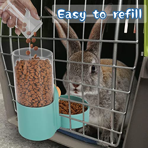 Rypet Rabbit Automatic Feeder, 35oz Hanging Automatic Bunny Food Dispenser with Lid for Small Animals,Guinea Pig, Rabbit, Ferret