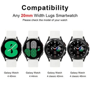 Wanme for Samsung Galaxy Watch 4/5 Bands 40mm 44mm, Galaxy Watch 5 Pro Band 45mm Women Men, 20mm Adjustable Soft Silicone Sport Strap Replacement Wristbands for Samsung Watch 4/5 Bands (White)