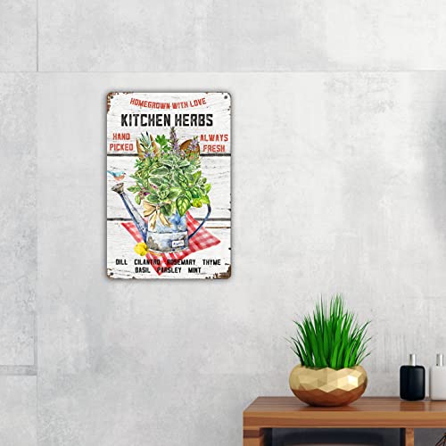 Funny Kitchen Herbs Homegrown with Love Metal Tin Sign Wall Decor Retro Sign for Home Decor Gifts