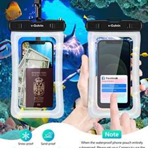 v-Golvin Floating Universal Waterproof Phone Pouch with Card Slot&Lanyard, IPX8 Cellphone Dry Bag Waterproof Case for iPhone 14 13 12 11 Pro Max SE XS XR S10 S9 Note 20/10 Up to 7" -2 Pack Black