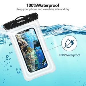 v-Golvin Floating Universal Waterproof Phone Pouch with Card Slot&Lanyard, IPX8 Cellphone Dry Bag Waterproof Case for iPhone 14 13 12 11 Pro Max SE XS XR S10 S9 Note 20/10 Up to 7" -2 Pack Black