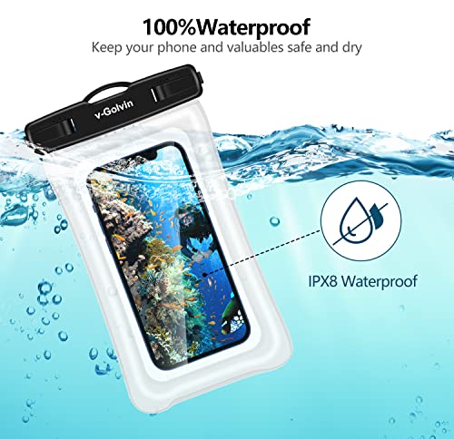 v-Golvin Floating Universal Waterproof Phone Pouch with Card Slot&Lanyard, IPX8 Cellphone Dry Bag Waterproof Case for iPhone 14 13 12 11 Pro Max SE XS XR S10 S9 Note 20/10 Up to 7" -2 Pack Black