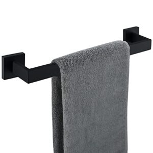 towel bar for bathroom matte black, 16inch hand towel rack wall mounted, thicken square bath towel holder rod sus304 stainless steel, heavy duty dish cloths hanger for bathroom, kitchen