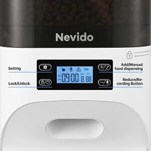 Nevido Automatic Cat Feeders, Built-in Lithium Battery Lasts up to 6 Months, Dry Cat Food Dispenser with Desiccant Bag, Programmable Timed Dog Feeder 1-9 Meals Per Day, Voice Recorder, 4L