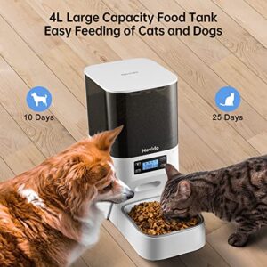 Nevido Automatic Cat Feeders, Built-in Lithium Battery Lasts up to 6 Months, Dry Cat Food Dispenser with Desiccant Bag, Programmable Timed Dog Feeder 1-9 Meals Per Day, Voice Recorder, 4L