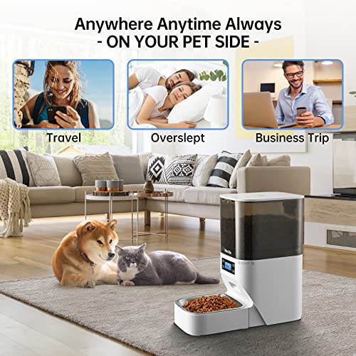 Nevido Automatic Cat Feeders, Built-in Lithium Battery Lasts up to 6 Months, Dry Cat Food Dispenser with Desiccant Bag, Programmable Timed Dog Feeder 1-9 Meals Per Day, Voice Recorder, 4L