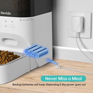 Nevido Automatic Cat Feeders,2.4G Wi-Fi Automatic Dog Feeder with App Control,Stainless Steel Bowl,Timed Smart Pet Feeder with Desiccant Bag,Up to 20 Portions 10 Meals Per Day & 30s Voice Recorder,4L