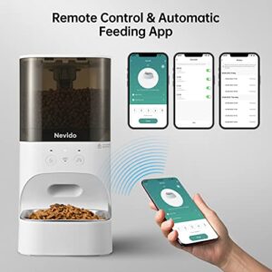 Nevido Automatic Cat Feeders,2.4G Wi-Fi Automatic Dog Feeder with App Control,Stainless Steel Bowl,Timed Smart Pet Feeder with Desiccant Bag,Up to 20 Portions 10 Meals Per Day & 30s Voice Recorder,4L