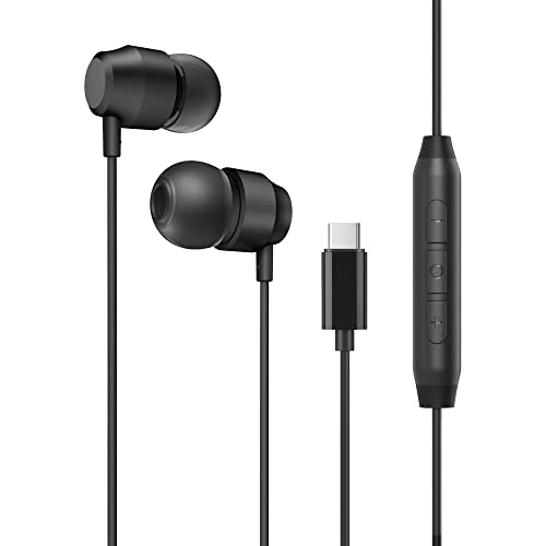 PALOVUE USB C Headphones Earbuds, in-Ear Type C Magnetic Earphones with Microphone Compatible for Samsung Galaxy S23 S22 S21 Ultra S20 FE Note 20 10 A53 A54, Google Pixel 7 6 5 4, One Plus, Black