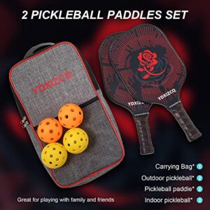 YDXIZCQ Fiberglass Pickleball Paddles Set YD-BR00001 Include Pickleball Paddles*2 Indoor Ball*2 Outdoor Ball*2 Carrying Bag*1 …