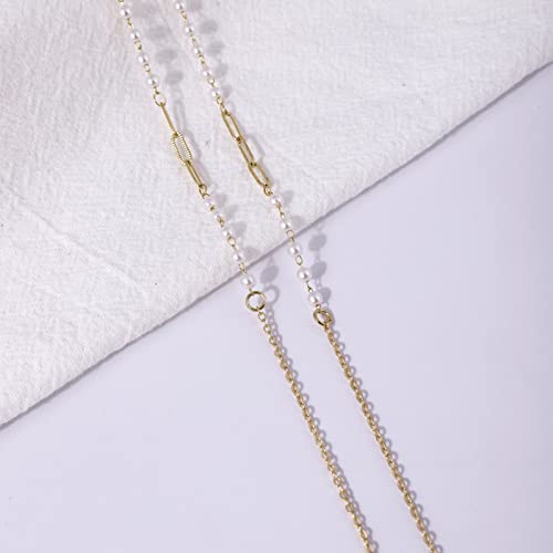 EGEN Female Magnetic Anti-Lost Strap Holder Necklace White Pearl Copper Chain for Airpods Pro 3 2 1,72cm Bag