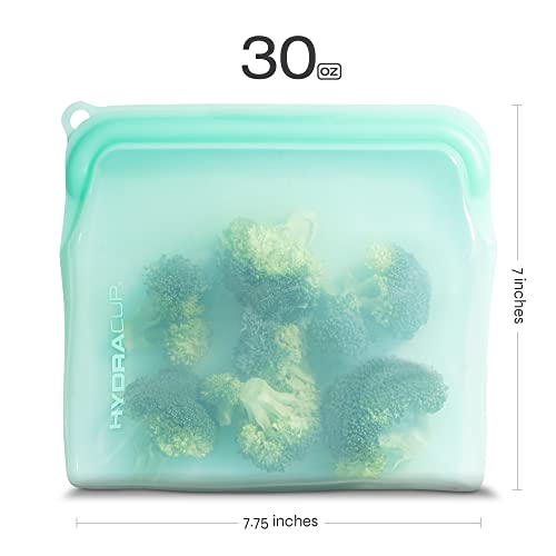 Premium Platinum Silicone [6 PACK] Reusable Food Storage Bags, 30 ounces, Press to Lock, Stash Snacks & Meal Prep, Sandwich Size, Microwave, Oven, & Freezer Safe.