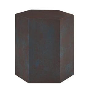 ball & cast end concrete accent side table, rust brown