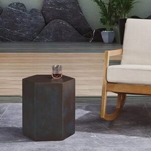 Ball & Cast End Concrete Accent Side Table, Rust Brown