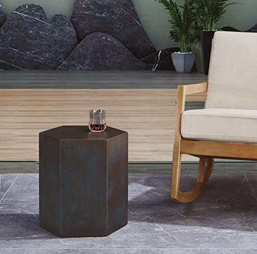 Ball & Cast End Concrete Accent Side Table, Rust Brown