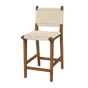 ball & cast kitchen island woven bar stools counter height wooden stools 24" armless counter stool, natural rope paper