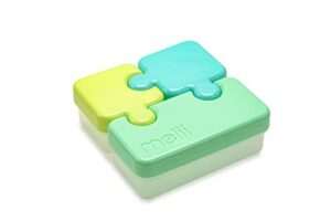 melii puzzle bento box, lunch and snack container for toddlers and kids (blue, mint & lime)