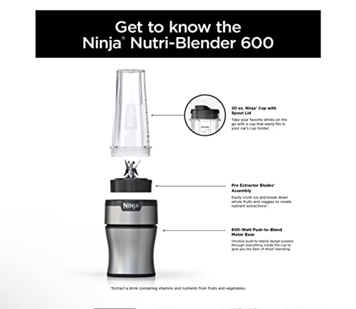 Ninja® Nutri-Blender BN300WM 600-Watt Personal Blender, 1 Dishwasher-Safe To-Go Cup