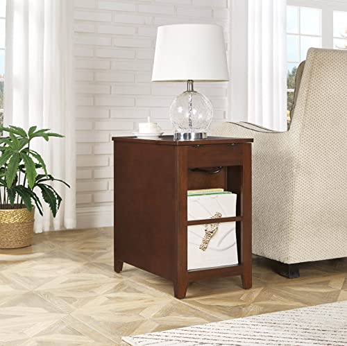 Ball & Cast End Table with Charging Station Chair Side Table Built-in USB Ports & Outlets, Dark Brown