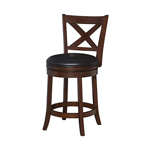 Ball & Cast Upholstered Swivel Counter Height Bar Stools 24 Inch Seat Height Kitchen Stool Chairs, Cappuccino