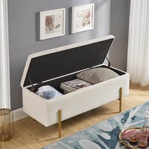 Ball & Cast Storage Ottoman Benches, 42", Gold & Cream