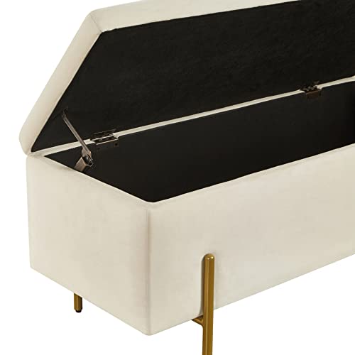 Ball & Cast Storage Ottoman Benches, 42", Gold & Cream