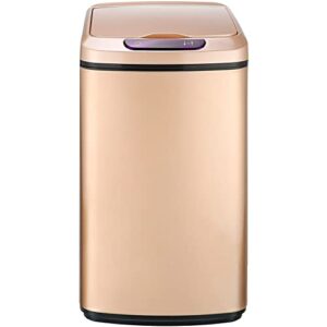 hanover home hands-free metal trash can with fingerprint-resistant finish, soft-close motion sensor lid, and removable bin for bathroom and bedroom - 3.2 gallons (12 liters) in rose gold