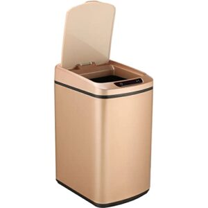 Hanover Home Hands-Free Metal Trash Can with Fingerprint-Resistant Finish, Soft-Close Motion Sensor Lid, and Removable Bin for Bathroom and Bedroom - 3.2 Gallons (12 Liters) in Rose Gold