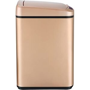 Hanover Home Hands-Free Metal Trash Can with Fingerprint-Resistant Finish, Soft-Close Motion Sensor Lid, and Removable Bin for Bathroom and Bedroom - 3.2 Gallons (12 Liters) in Rose Gold