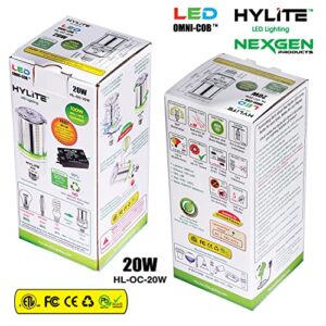 HyLite LED Lighting 20W High Performance LED Omni-Cob Lamp, 360º, (~100W HID), 50K, 3000 lm, 100~277V for Commercial Industrial Lighting Warehouse High Bay Light Fixture Garage Workshop, White