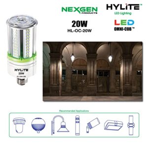 HyLite LED Lighting 20W High Performance LED Omni-Cob Lamp, 360º, (~100W HID), 50K, 3000 lm, 100~277V for Commercial Industrial Lighting Warehouse High Bay Light Fixture Garage Workshop, White