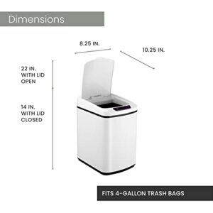 Hanover White 9-Liter / 2.3-Gallon Trash Can with Sensor Lid