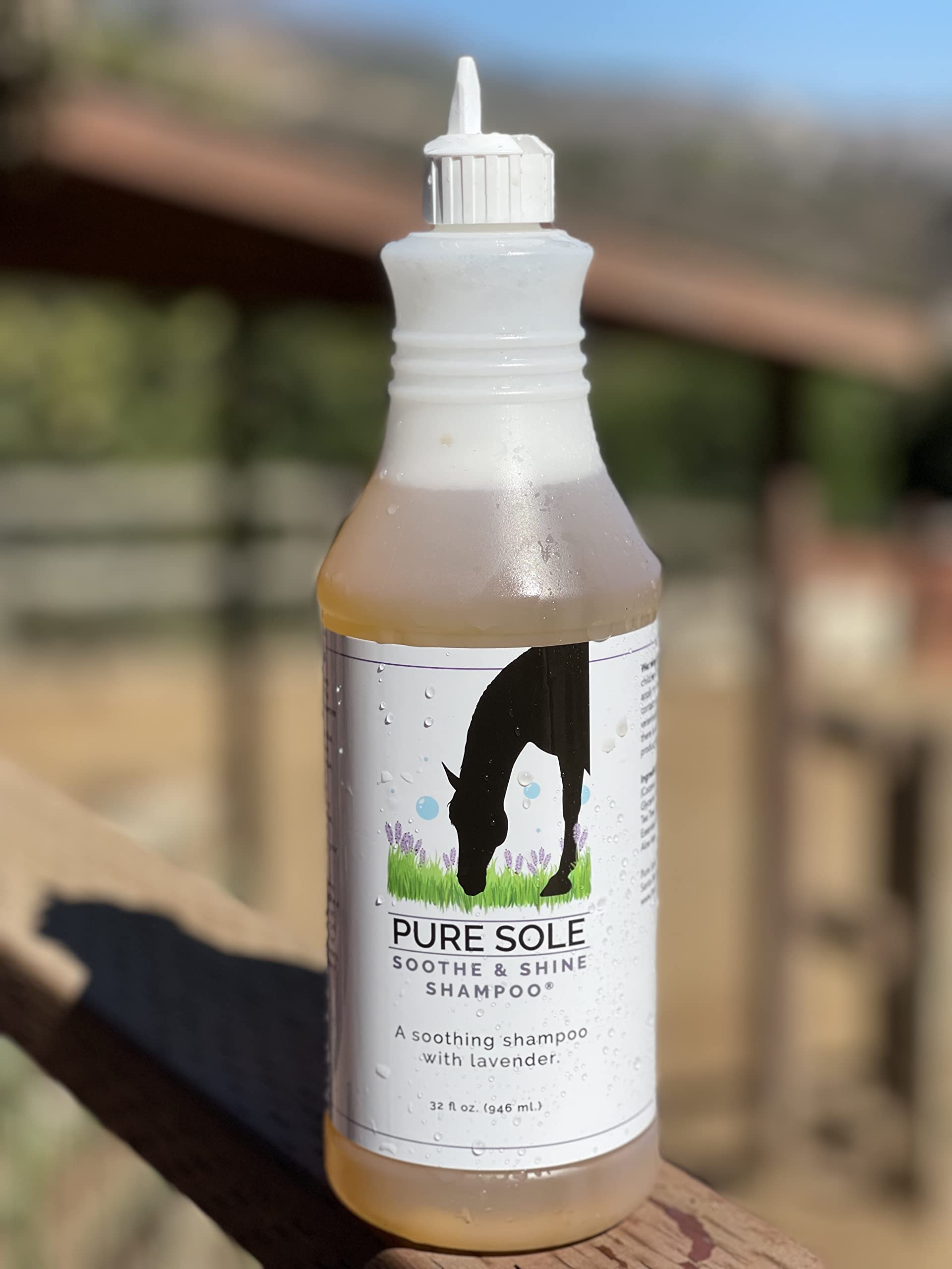 Pure Sole Soothe & Shine Shampoo - A Gentle Deep Cleaning Moisturizing Horse Shampoo - Hydrates Skin and Conditions Coat. - Perfect for Mane and Tail Too - 32 oz.